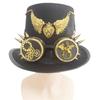 Gothic Top Hat With Metallic Goggles Gear And Winged Heart Design Tall Hat For Costume Parties Photography Headpiece