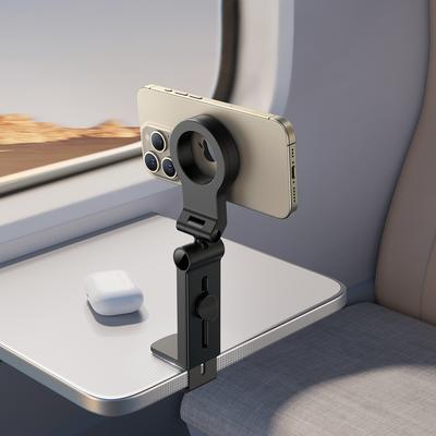 Magnetic Travel Phone Holder for Airplanes, for Table and Backrest, Black