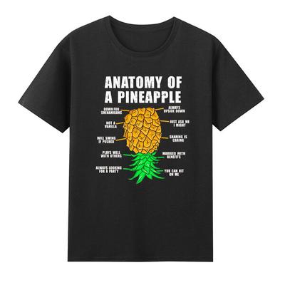 Anatomi av En Ananas Swinger Rolig Upp och Ner Ananasman T-shirt Klassiskt Mönster Högkvalitativ Bomulls T-shirts Kläder Man