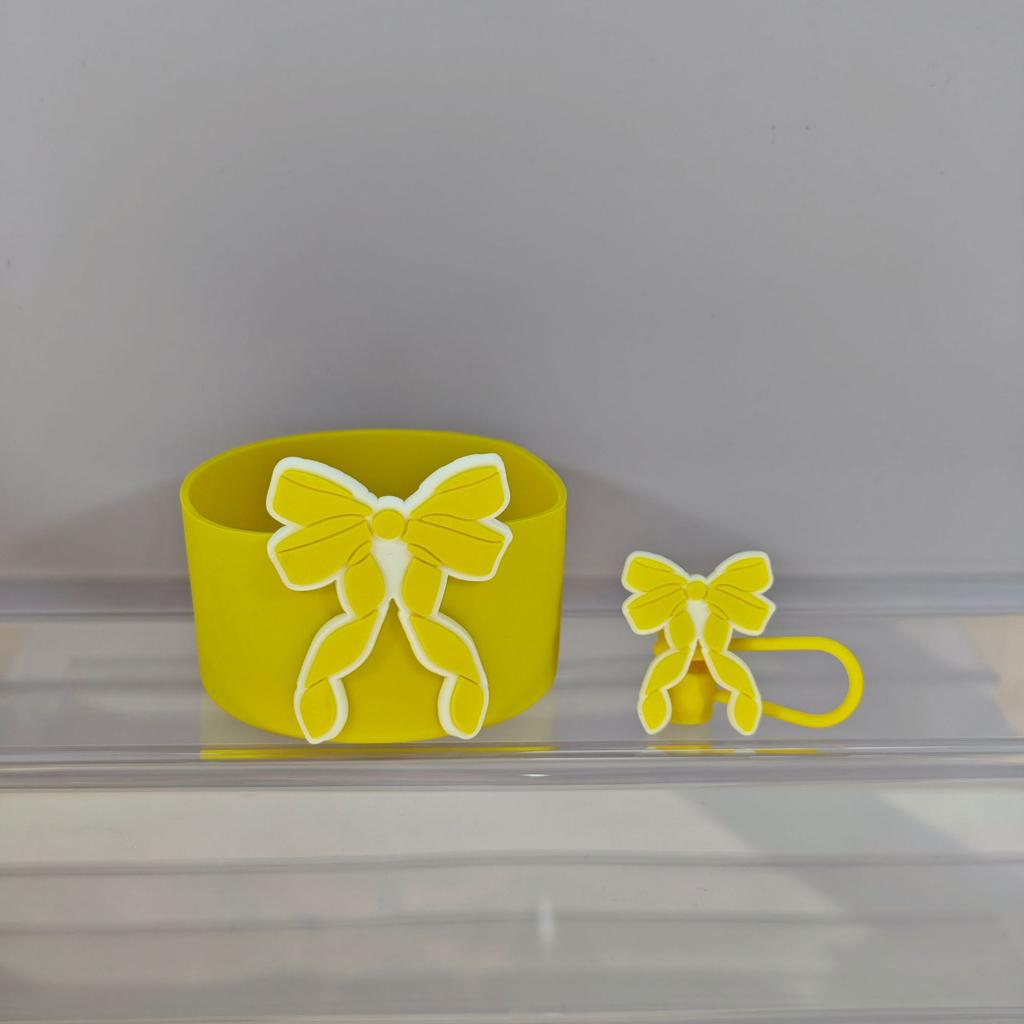 Cute Bow Silicone Boot Bottom Sleeve Cover for Stanley 30/40 OZ Tumbler Cup Protection Case Straw Covers Cap For Stanley Cup