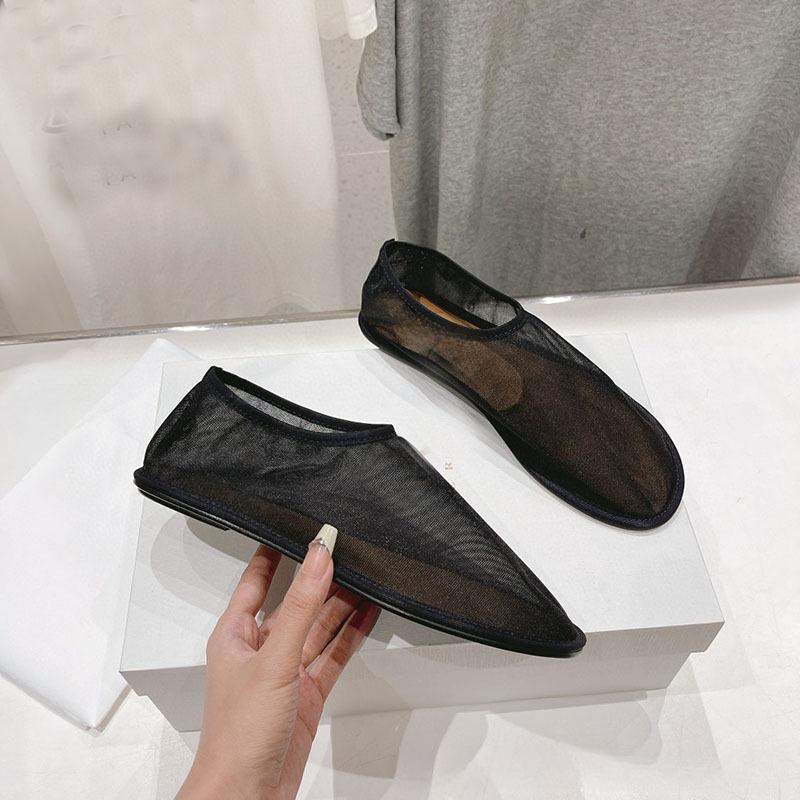 Transparent mesh sandals casual and comfortable flat shoes women's feet breathable hollow fishing net single shoes