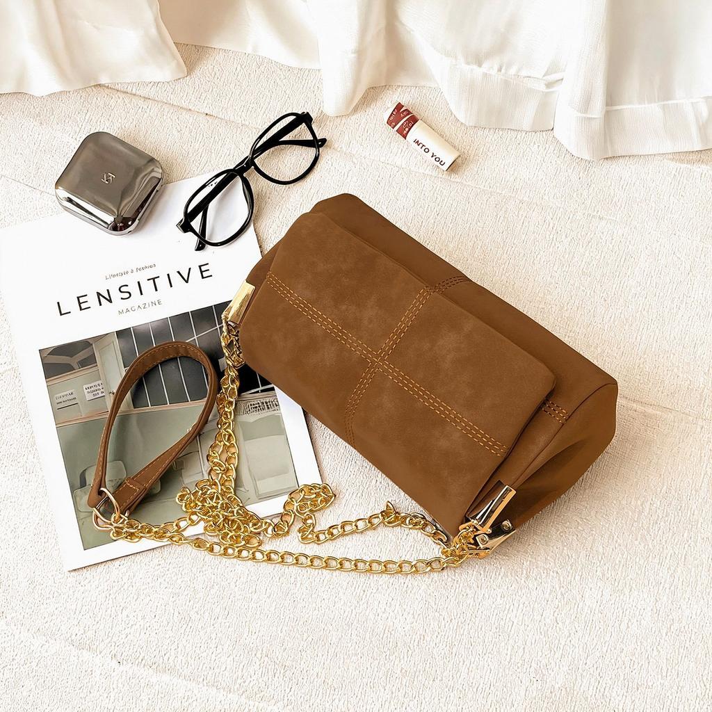 Women Small Square Shoulder Bag, Korean Style Matte Chain Hobo Bag, Minimalist Fashion Crossbody Purse