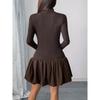 Elegant Long sleeve dress Women 2025 Autumn New European and American Turtleneck Patchwork Bottoming Short Skirt