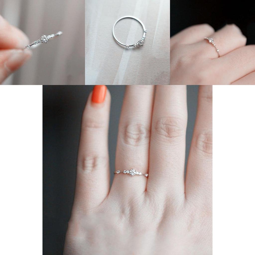 Premium Quality Women Simple Elegant Mini Crystal Eternity Engagement Ring