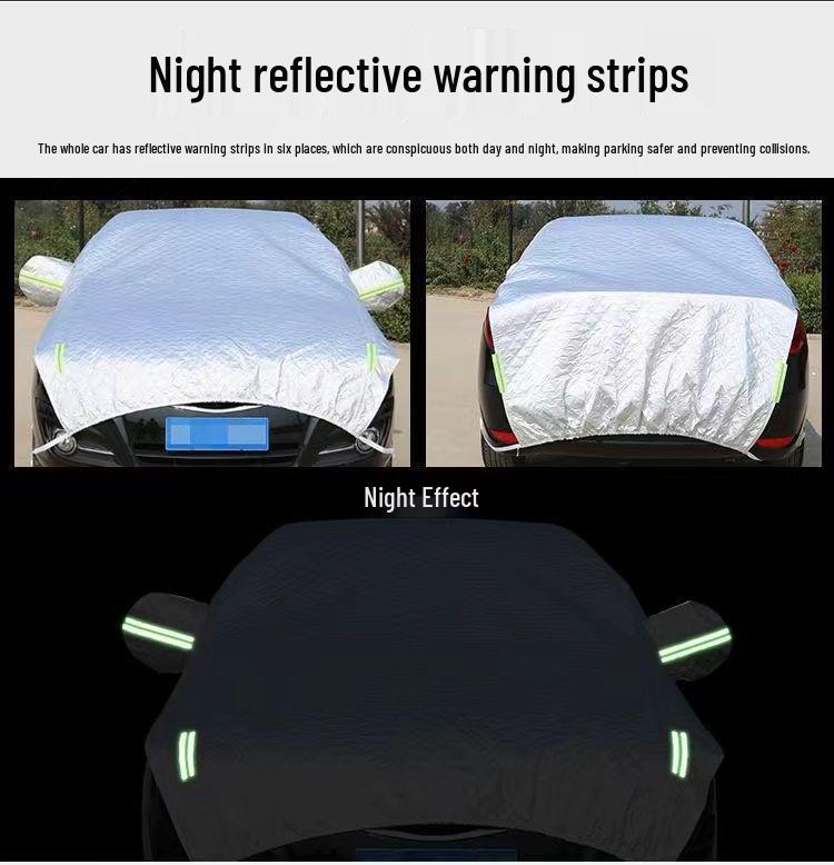 Half Car Cover: Sunshade, Snow & Frost Protection, Anti-Freeze, Rainproof, Summer Heat Insulation, Thickened Fleece Cotton