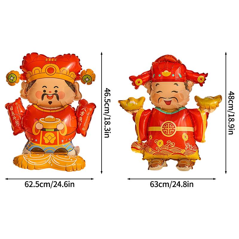 2026 Chinese New Year Decoration God of Wealth Balloon Lunar Year Aluminum Film Standing Balloons Spring Festival Balloon Decor