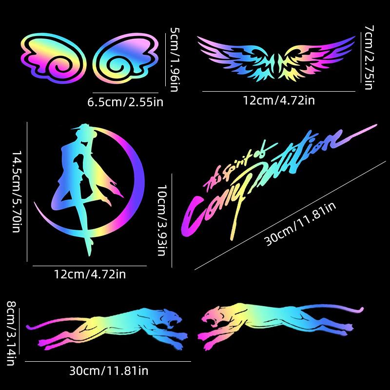SCIONE Colorful Laser Car Stickers Cover Scratches Electric Car Stickers Body Stickers Motorcycle Tail Box Stickers Waterproof Sunscreen Stickers