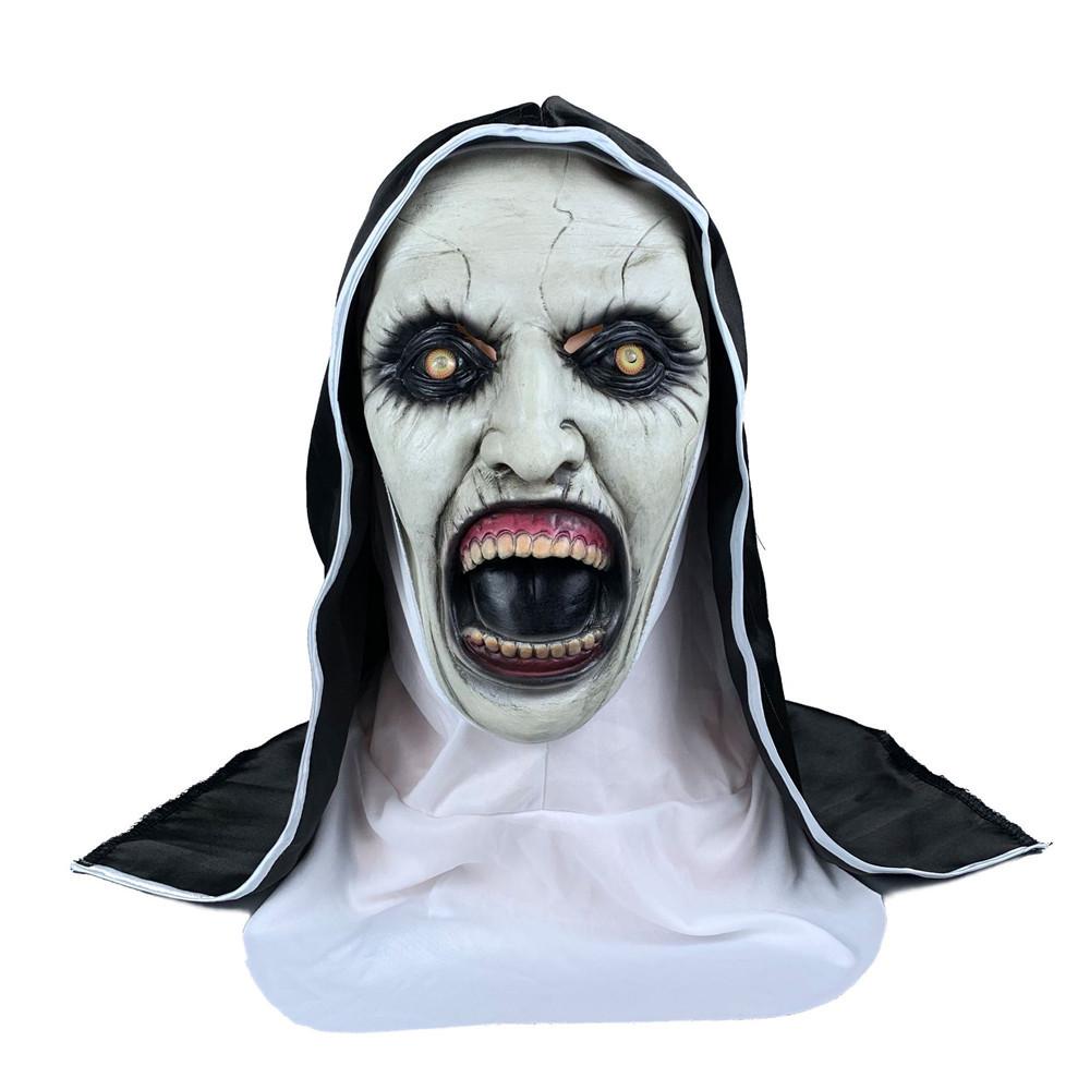 LED Glowing Nun Mask - Halloween Ghost Face Scare Prop