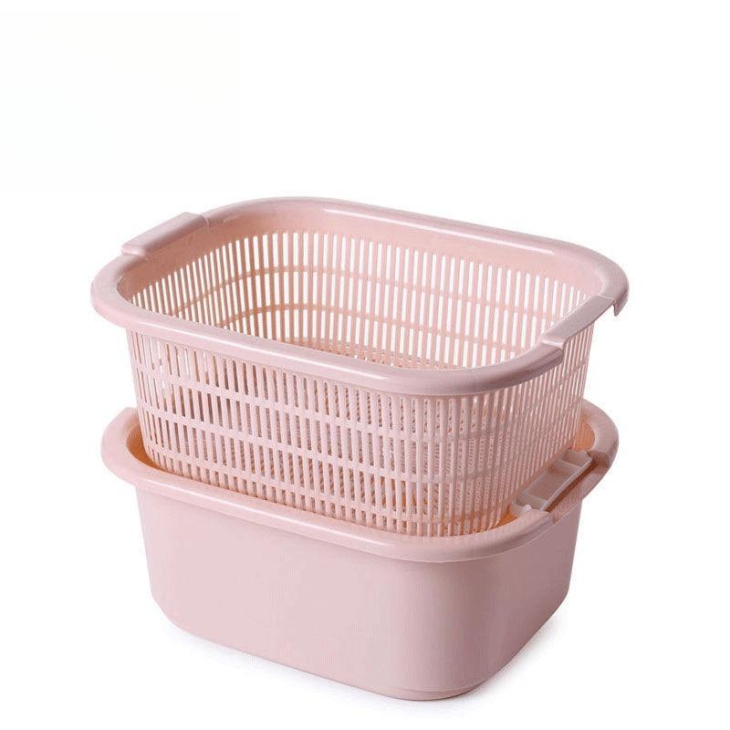 Double Layered Vegetable Washing Basin Plastic Drainage Basket Household Kitchen Washing Fruit Drainage Basin