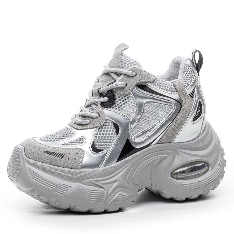 Νέα αναπνεύσιμα παπούτσια τύπου "dad shoes" με αύξηση εσωτερικού ύψους, πλατφόρμα, πλέγμα, μικρά αθλητικά και παπούτσια ελεύθερου χρόνου