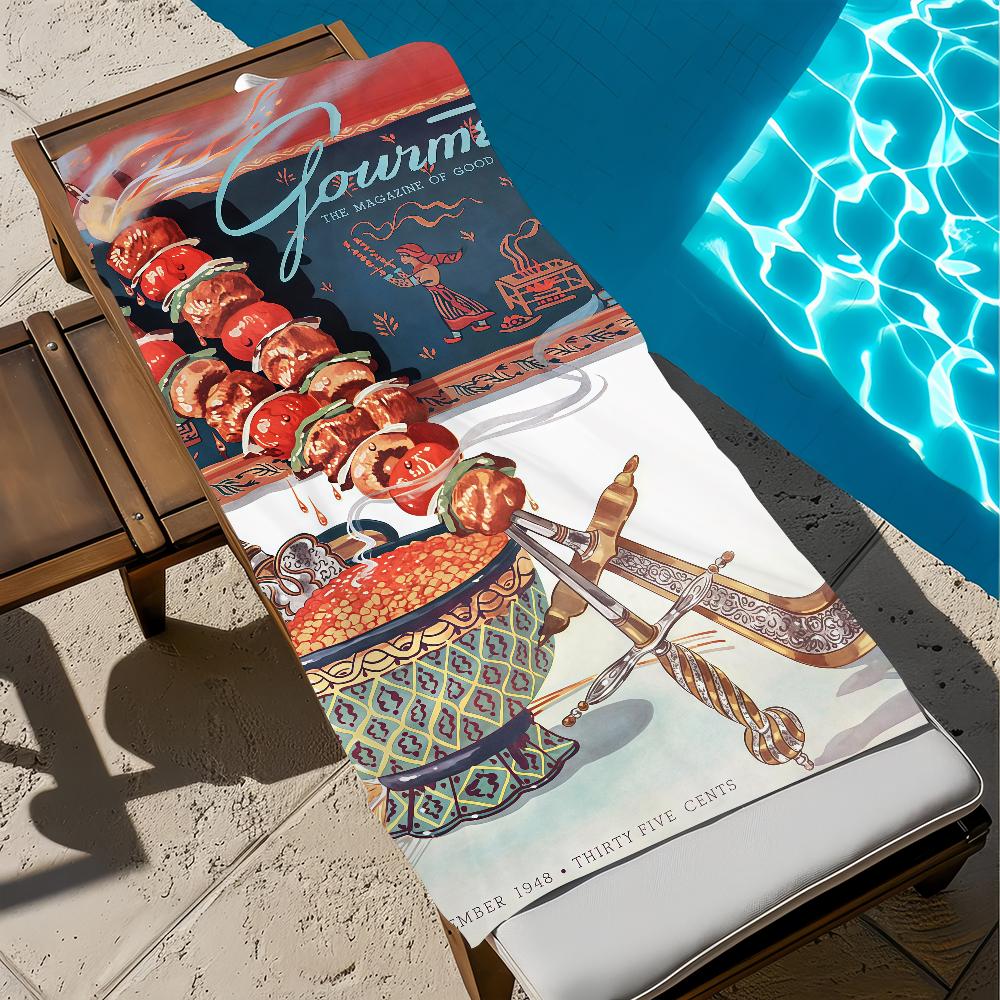 Conde Art Nast Prints Towel Large Quick-Drying Microfiber Soft Beach Towel for Travel Fitness Sauna Bathing Camping