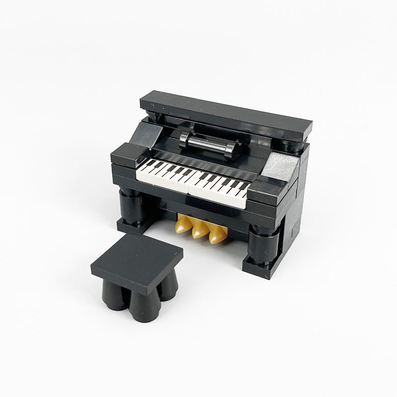 Music Mini Scene MOC Creative Assembly Building Blocks Upright Triangular Piano Set DIY Bricks Toys For Children Christmas Gifts