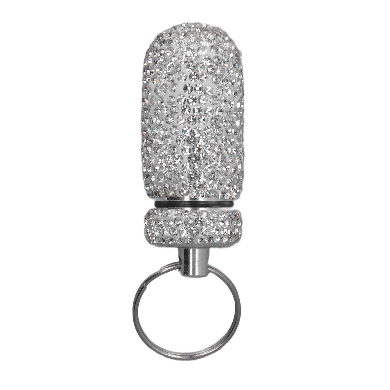 

Rhinestone Capsules Storage Case Container with Key Aluminum Alloy Portable Medicine Bottle Box