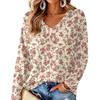 Women's V-Neck Long Sleeve Print Lightweight Blouse for Spring and Summer
