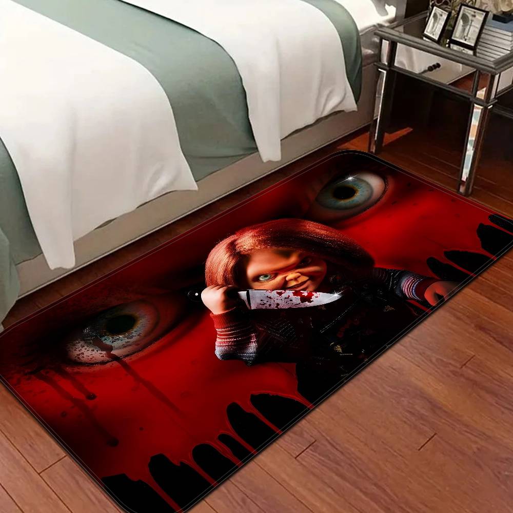 Horror Doll Chucky Entrance Door Mat Rectangle Anti-slip Home Soft Badmat Front Door Indoor Outdoor Mat Household Carpets