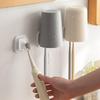 Wall Mounted Toothbrush Holder Durable Plastic No Drill Installation Space Saving Design With Cup Storage For Organized Bathroom