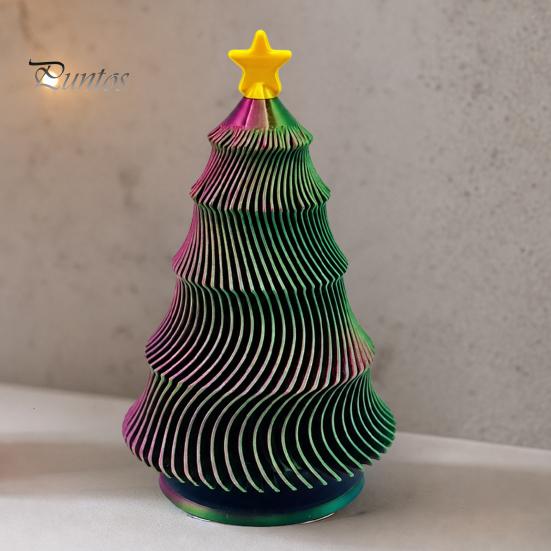 Travel Fidget Gadget 3D Printed Christmas Tree Toy, Lightweight Mini Desktop Ornament, Anxiety Relief Spinner Decompression Hand Toy for And