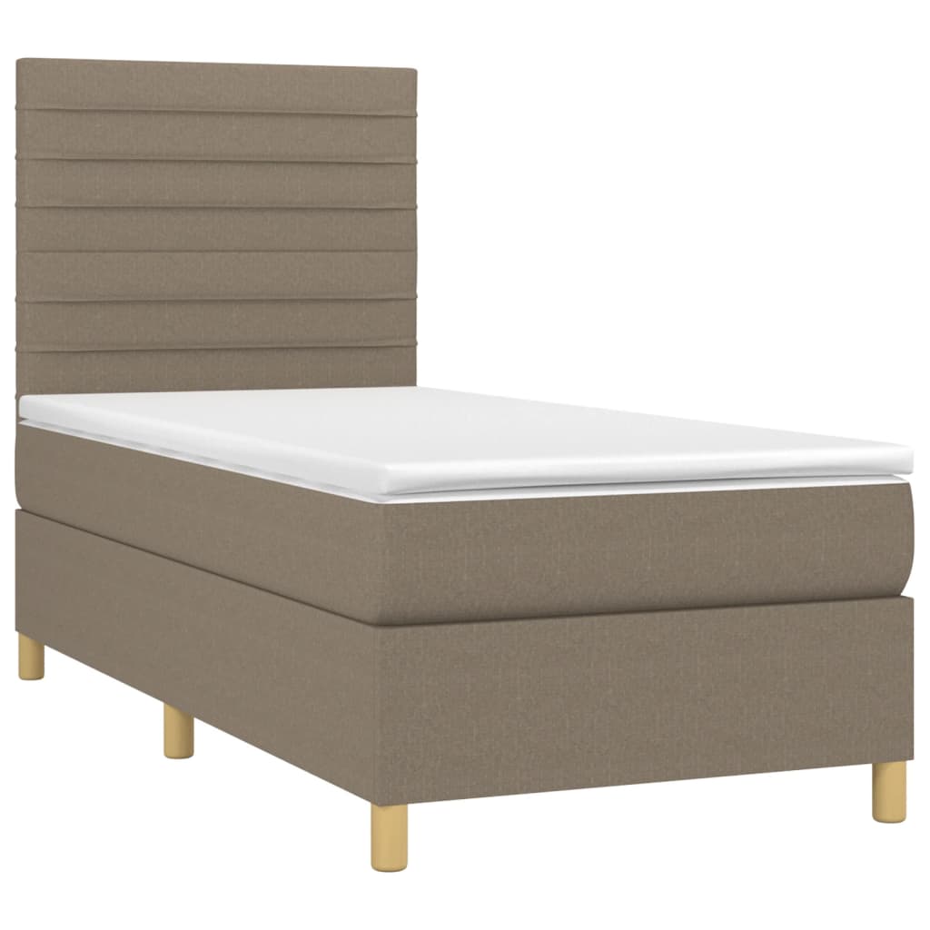 Vidaxl Łóżko Kontynentalne Z Materacem, Taupe, 80X200 Cm, Tkanina