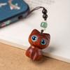 Purple Ebony Cute Wealth Attracting Cat Car Keychain Pendant Antique Style Pendant Mobile Phone Handmade High-end Hanging Accessory