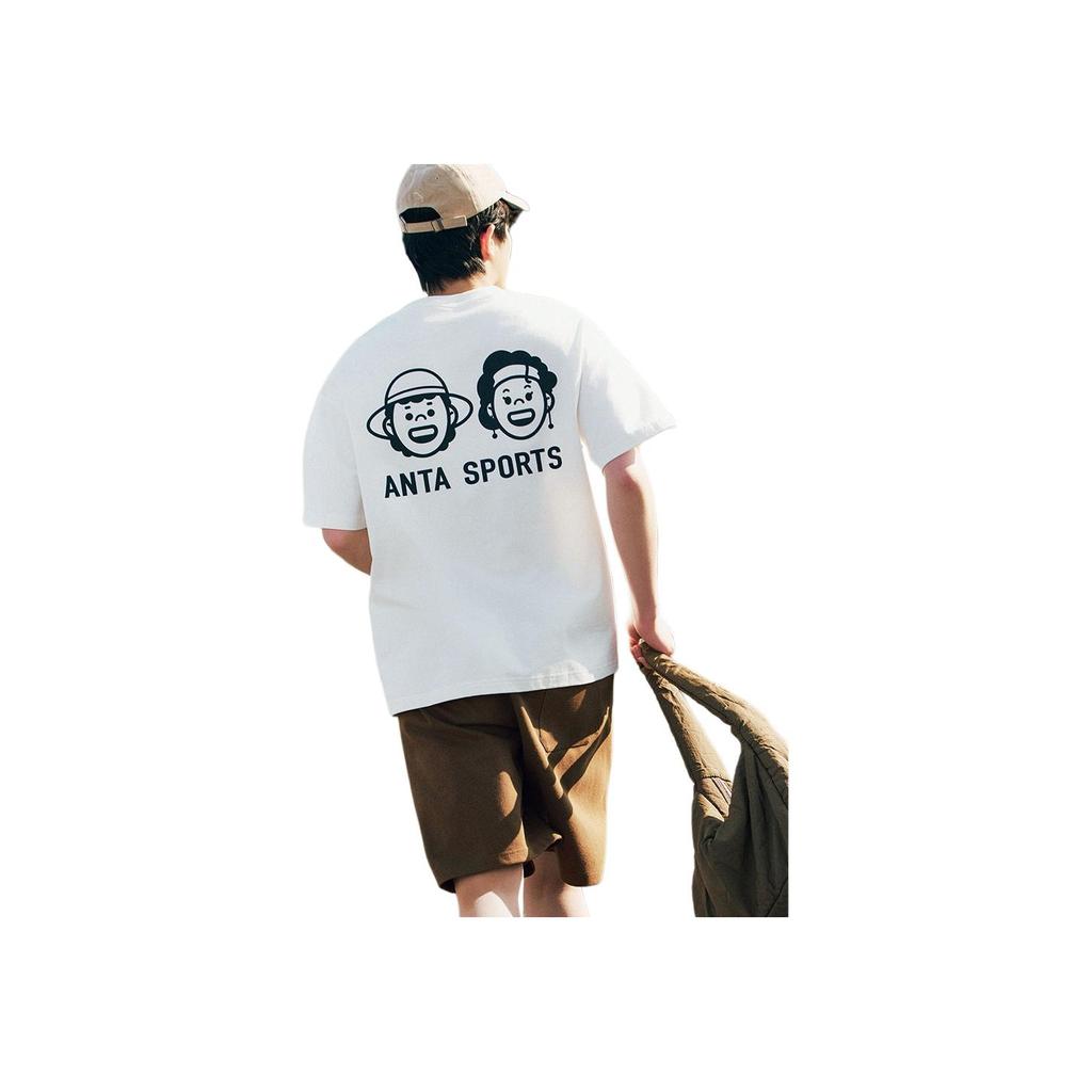 Anta X Zola Artist Collaboration Lifestyle Series Casual Simple Solid Color Round Neck Pullover Loose Short Sleeve T-Shirt Men T-Shirts 952528105-1