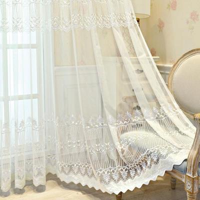 Floral Embroidered Sheer Curtains - European Style Light-Filtering Polyester Drapes with Rod Pocket for Bedroom & Living Room Decor