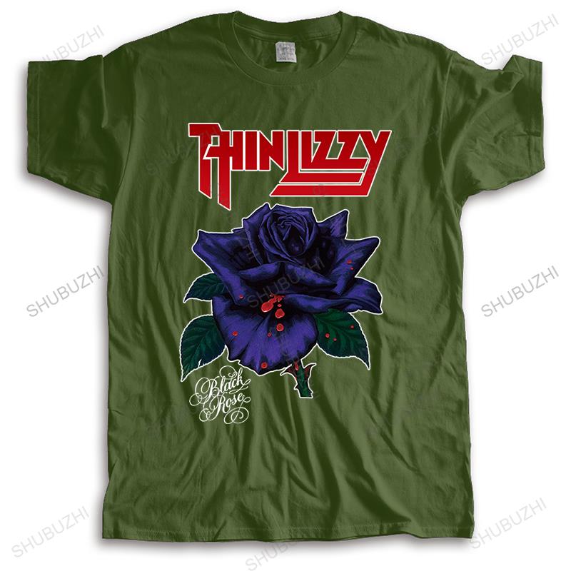 Men crew neck tshirt cotton brand teeshirt black Thin Lizzy Black Rose male summer tshirt loose style cool teeshirt plus size
