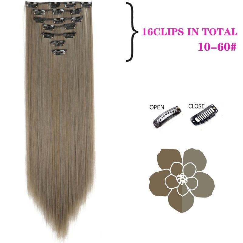 MISSQUEEN Long Straight Clip In Hair Extensions Synthetic Hair Synthetic Clips In Hair Extensions Heat Resistant 7Pcs/set 16Clips