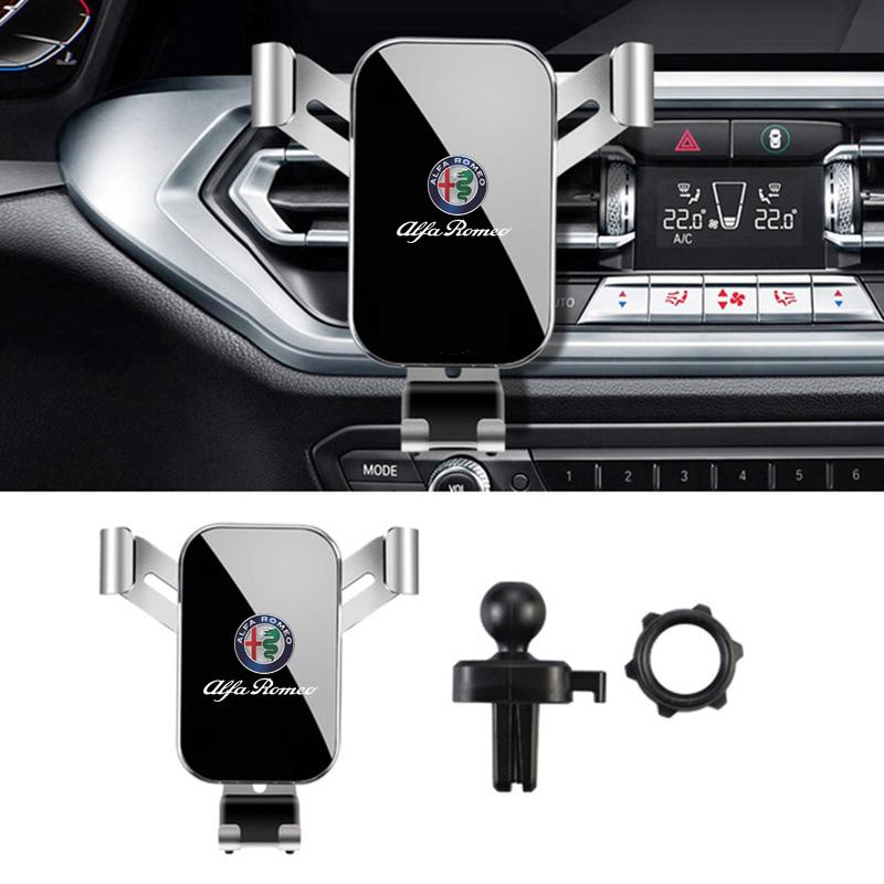 Hub Caps Car Phone Gravity Holder Car Air Vent Clip Mount Car Stickers For Alfa Romeo Giulia Giulietta Tonale MITO Stelvio Brera CVO1