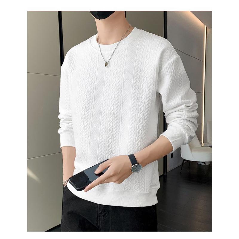 

Men s Crew Neck Textured Knit Sweatshirt Loose Fit Casual Beige Pullover L білий