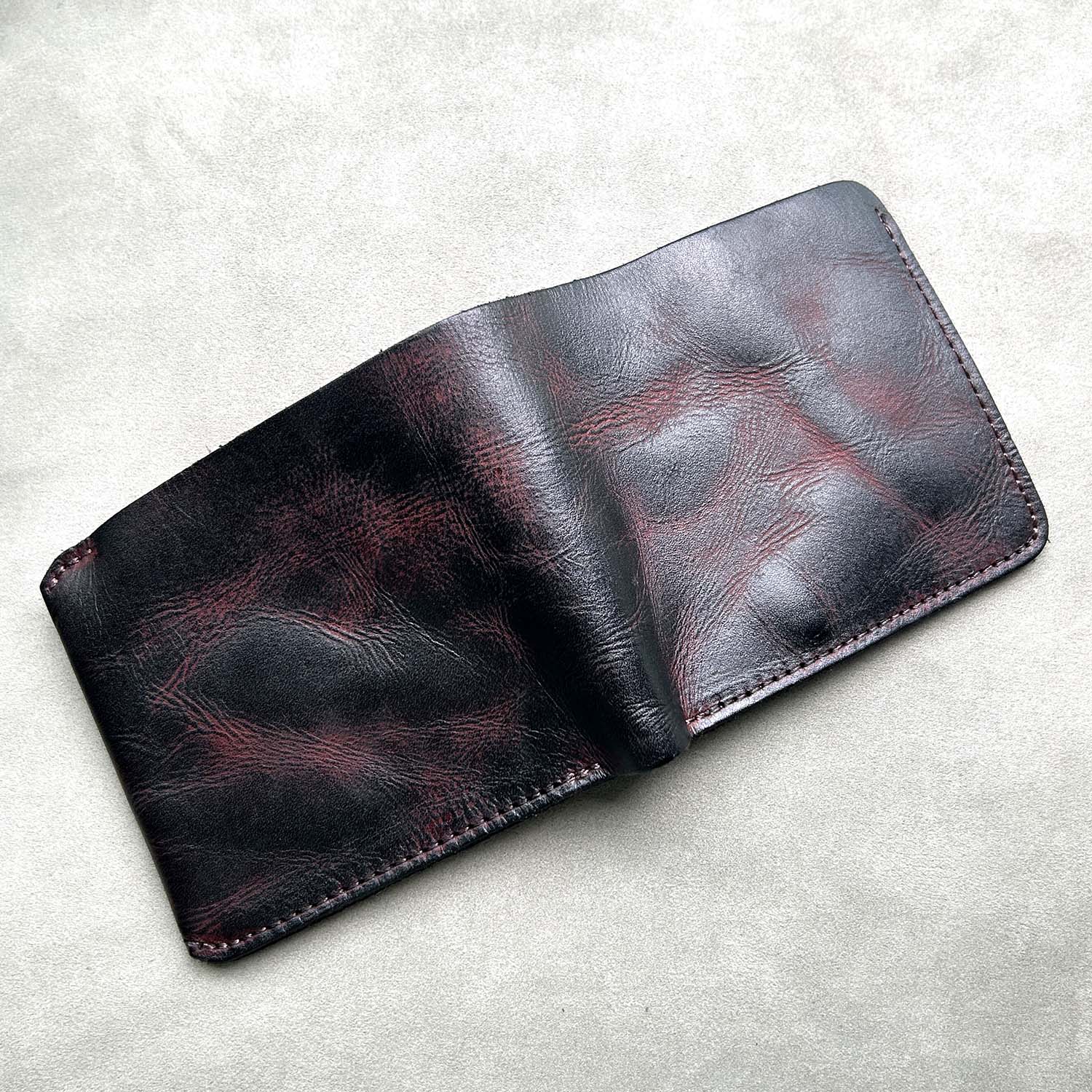 Мужской коричневый кожаный кошелек ручной работы с карманом для монет Мужской кошелек — фото 3