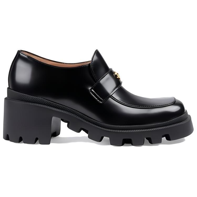 Gucci Interlocking Loafers 7.5cm Women's Black 750598 AACAT 1000