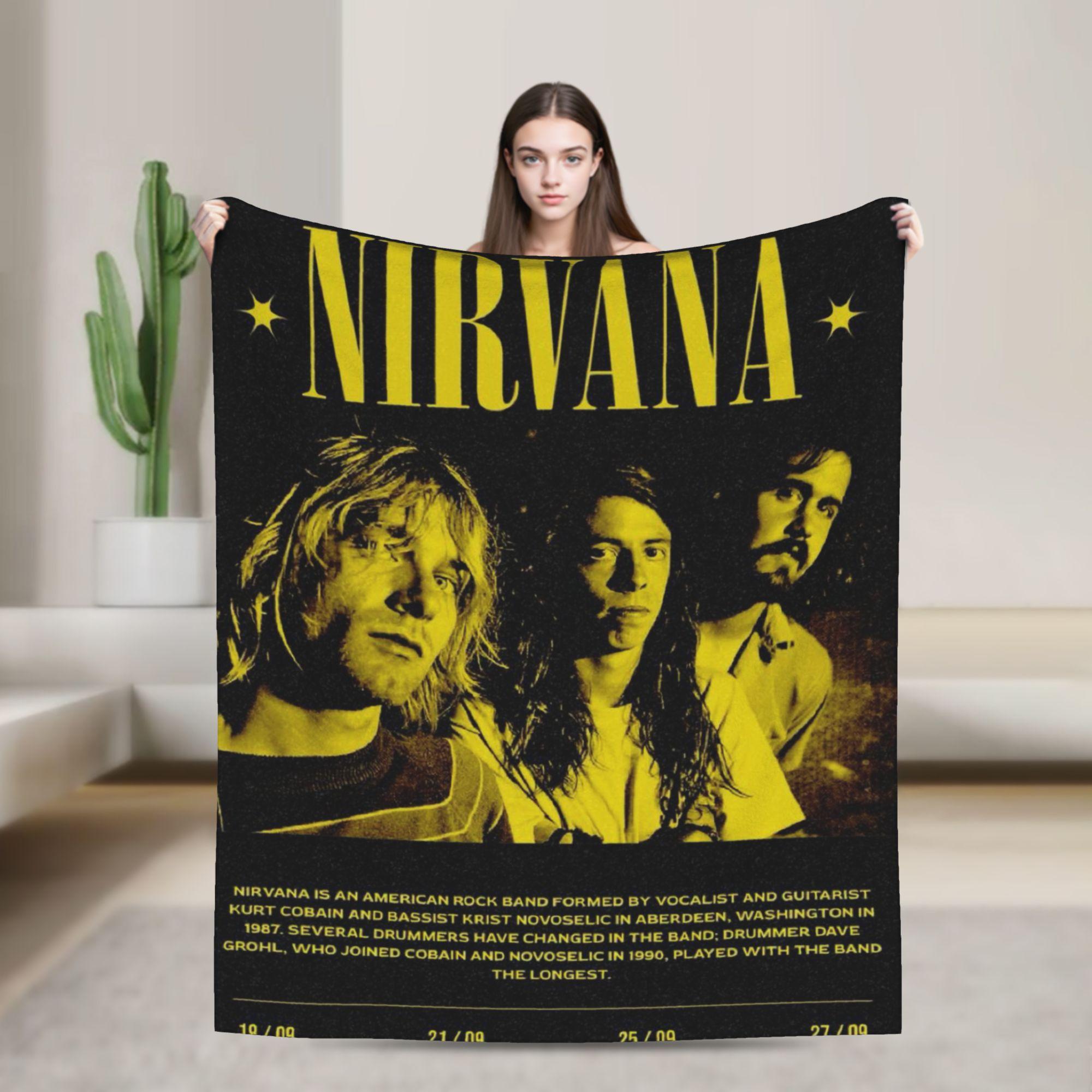 

Nirvana Face Band Super Warm Blanket Decorative Plush Throw Blanket Aesthetic Couch Chair Flannel Bedspread Sofa Bed Cover 30x40in