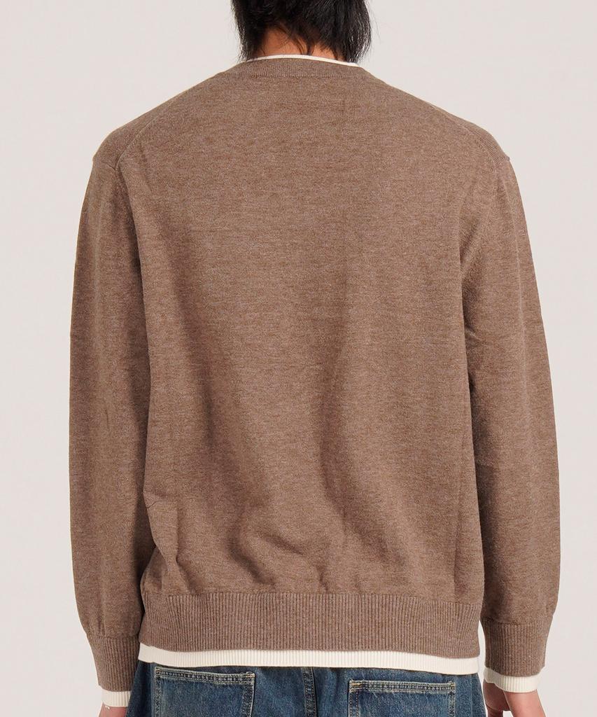 Beoteunseoul Wool Blend Layered V-Neck Knit (Brown)