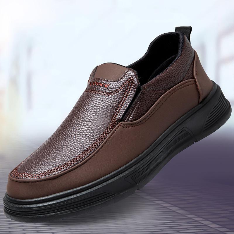 

Кожаная обувь мужская хлопковая обувь мужская обувь зимняя мягкая кожа для пожилых наваленная утолщенная нескользящая для пожилого отца теплая кожаная обувь 44