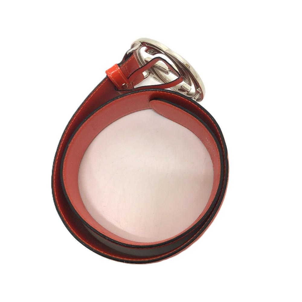 GUCCI 032 194 0979 GG logo Waist belts belt Leather Orange/SilverHardware