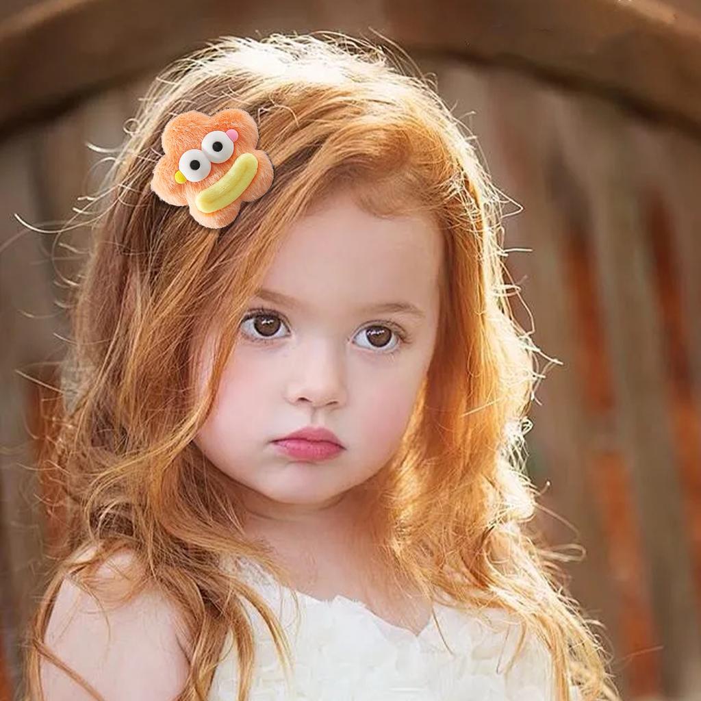 6pcs Fluffy Star Heart Hair Clips for Girls Cute Non-Slip Soft Fuzzy Bangs Duckbill Clip Cartoon Lovely Hair Accessories