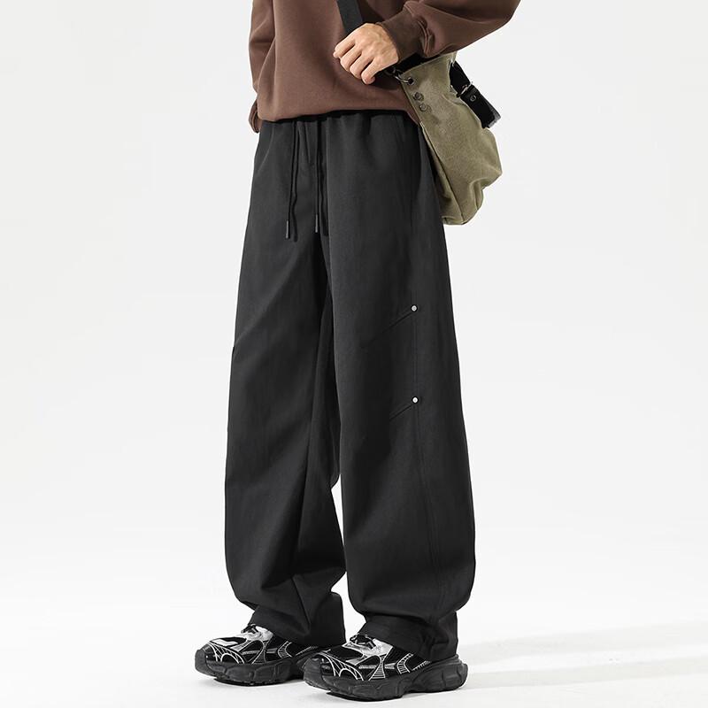 PLAYBOY Men's Loose Straight-Leg Wide-Leg Casual Pants