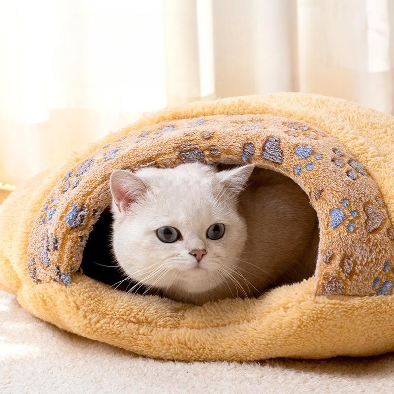 Cat nest winter warm closed cat sleeping bag universal in all seasons winter small kennel thickened removable washable mat