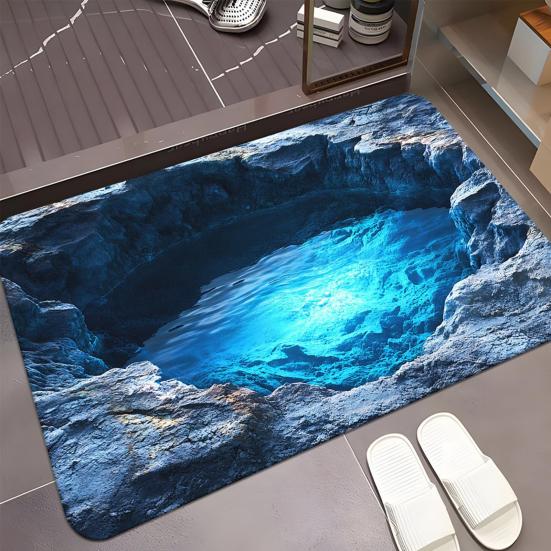 3D Optical Illusion Floor Mat Realistic Hole Door Mat for Living Room And Entry Area Non-Slip Soft Pet-Friendly Rug Interactive Visual Effect Carpet