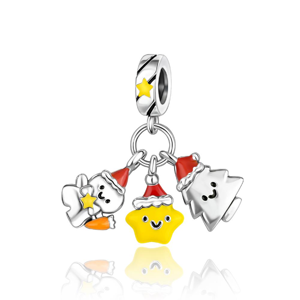 925  Silver Santa Claus Charms Bead Christmas House Dangle Pendant Fit Bangle Bracelet Necklace DIY Jewelry