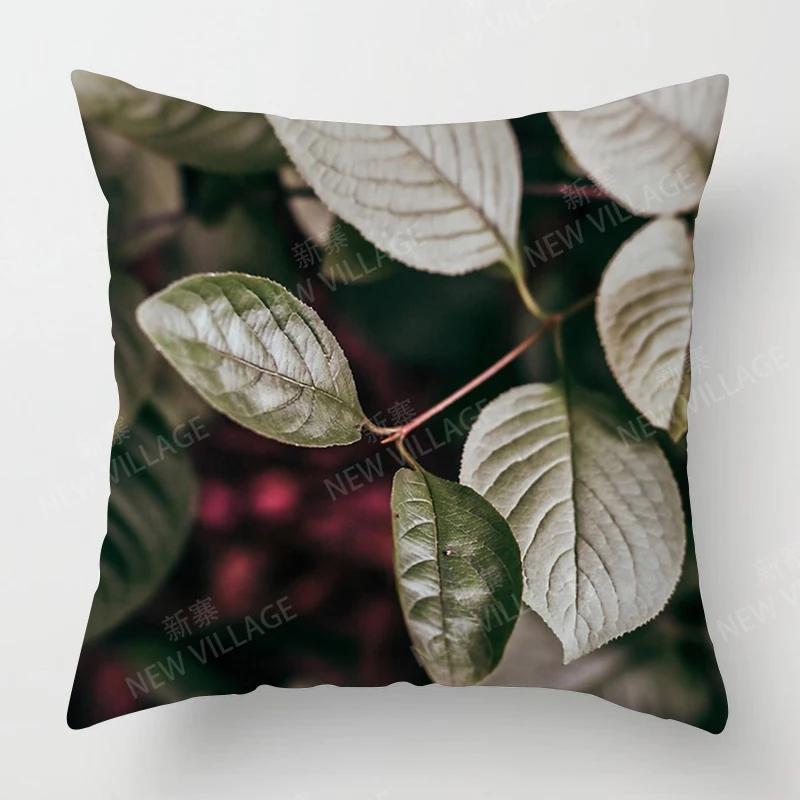 Nordic Fall Home Decor Autumn Throw Pillow Case Sofa Cushion Cover Modern 45X45Cm 45*45 50X50 60X60Cm 40*40Cm Leaf Plant Green