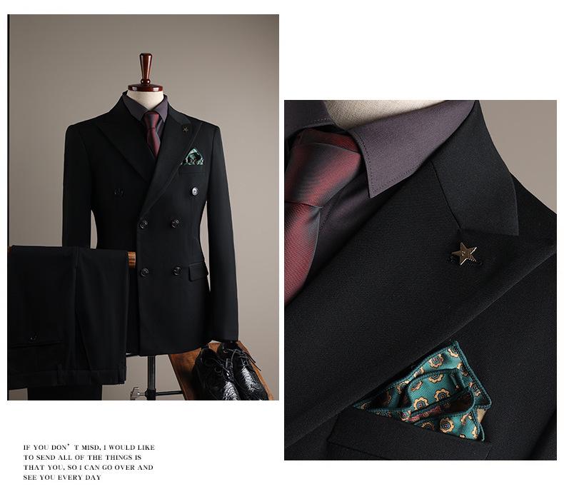 Men's High-End Slim-Fit Suit Set: Business Formal, Groomsman, Wedding Groom's Wear, Wrinkle-Resistant Jacket