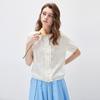 Komomboka Women's Linen Blend Lace Trim Short Sleeve Knit Cardigan