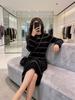 Women's French Hepburn Color Block Striped Knit Dress - Round Neck, Relaxed Fit, Long Skirt, Spring/Autumn Sweater.