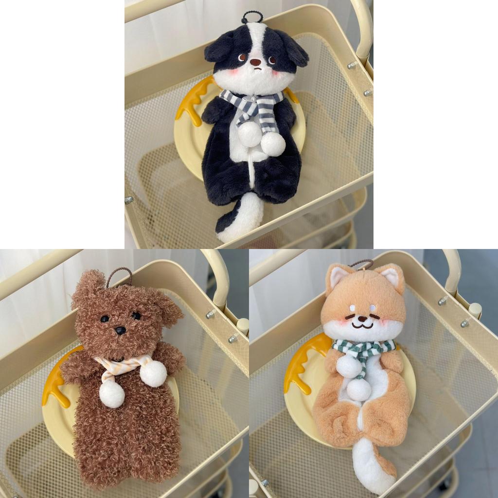 Plush Dog Cartoon Pen Case With Fluffy Material For Kids And Students