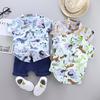 Summer Korean Style Boys' Infant Cartoon Shirt & Shorts Set