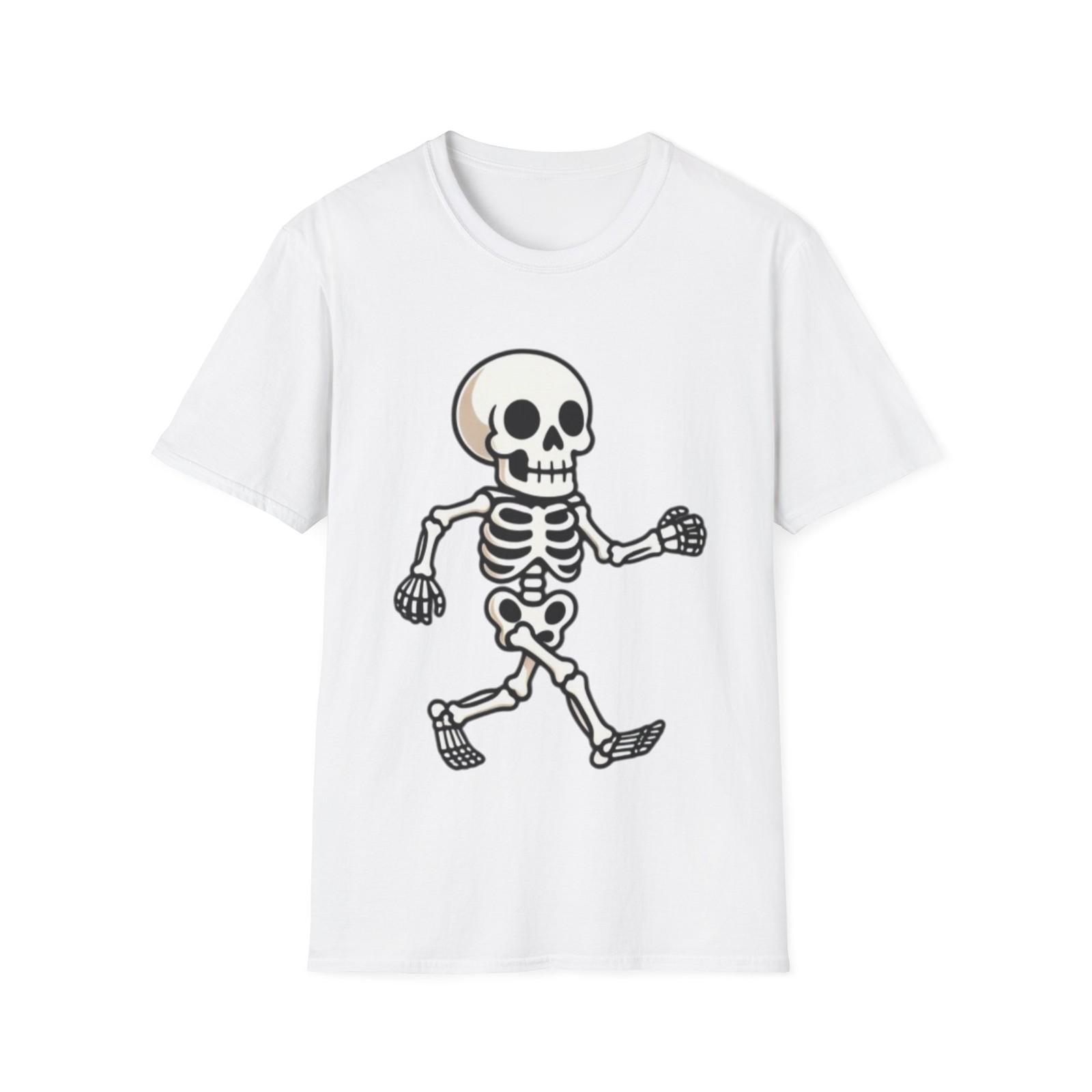 Walking Skeleton T-Shirt | Cute Skull Illustration, Halloween Tee S