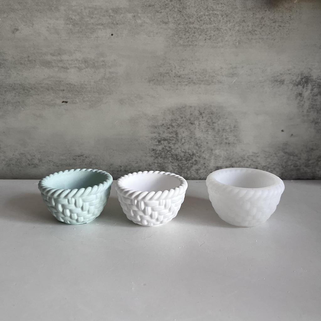 Geflochtener Korb Blumentopf Form DIY Beton Kerzenhalter Gefäß Silikonform Wellen Vase Stifthalter Gips Schale Ton Form