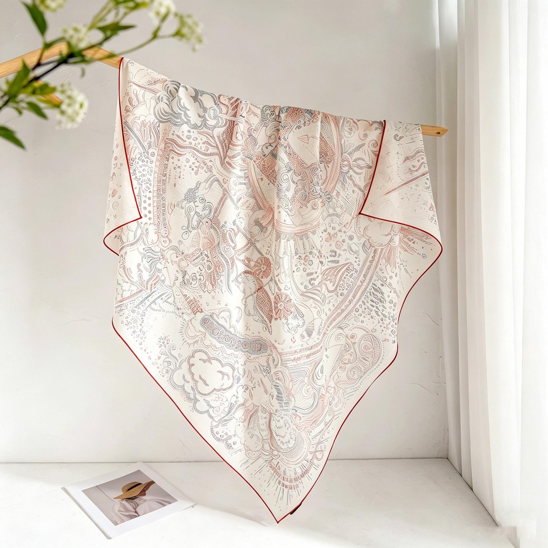 Spring thin silk silk scarf women s fashion silk georgette square scarf fashion versatile light luxury mulberry silk shawl women 105