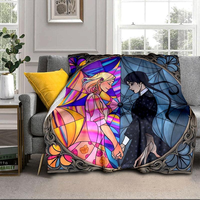 Stained Glass Gothic Romance Blanket Flannel Blanket for bed, sofa, Camping, Hiking, Picnic Essentials, gift for family Fan gifts